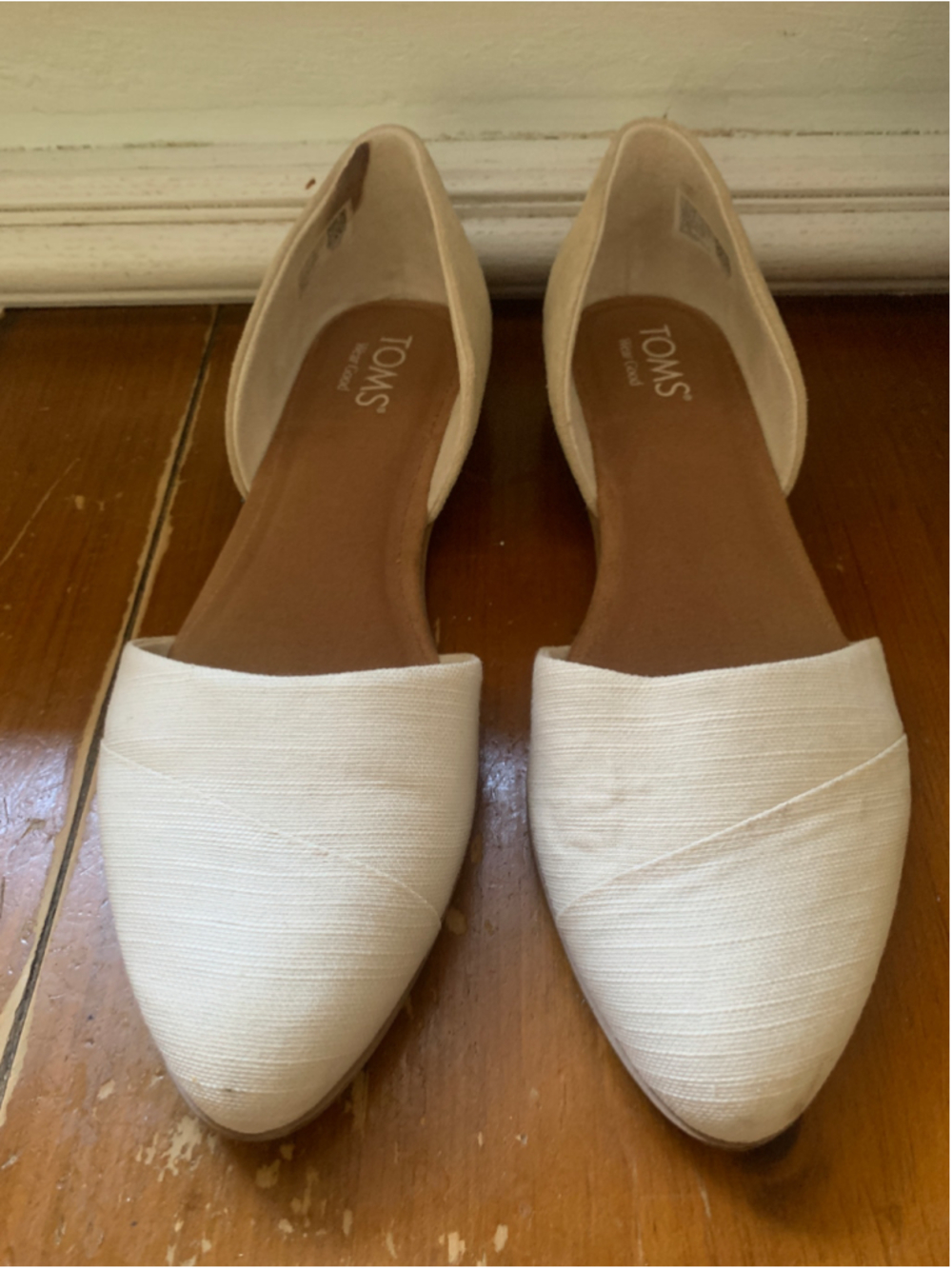 Women's TOMS Jutti D’Orsay Tan Cream Pointed Toe Flats Size 10